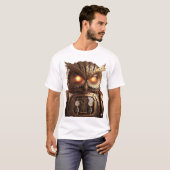 T-shirt Intricate Steampunk Owl Automaton with Glowing Eye (Devant entier)