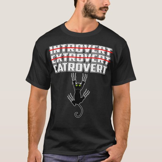 T-shirt Introduire Extrovert Catrovert mignon Chat (Devant)