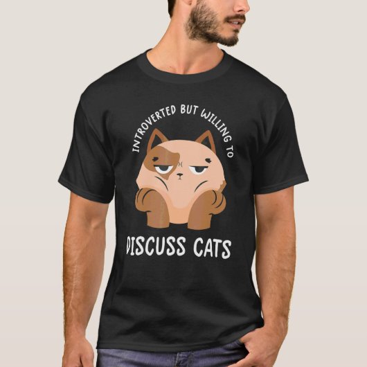 T-shirt Introverted Mais Prêt À Discuter Cats Drôle Kit (Devant)