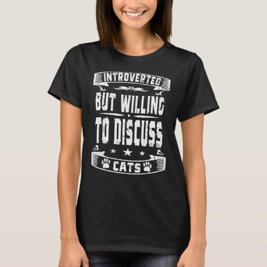 T-shirt Introverted Mais Prêt À Discuter Les Chats Introve (Devant)