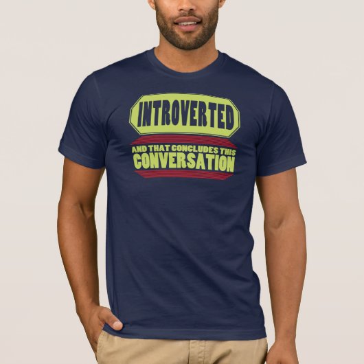 T-shirt introverti bleu drôle (Devant)