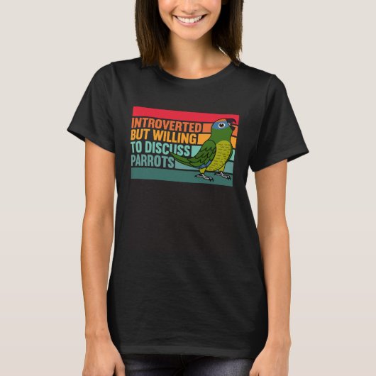 T-shirt Introverti mais perroquets conure à front pêche (Devant)