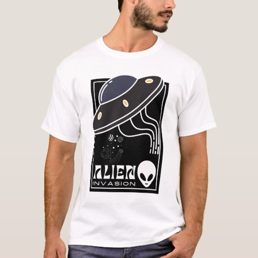 T-shirt Invasion Alien UFO galaxie spatiale (Devant)