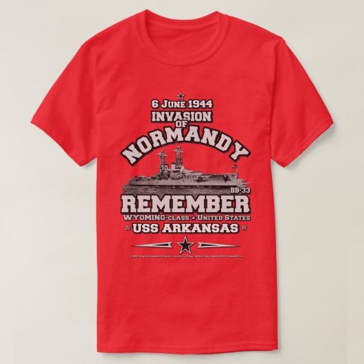 T-SHIRT INVASION DE L'USS NORMANDY ARKANSAS BB33 JOUR (Design devant)