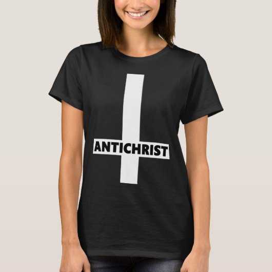 T-shirt Inverted Cross Antichrist Upside Down Satan Atheis (Devant)