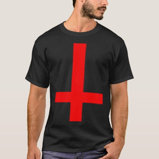 T-shirt Inverted Cross Upside Down Satan Antichrist Atheis (Devant)