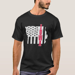 T-shirt Iowa American Flag State Map Fierté patriotique 4e