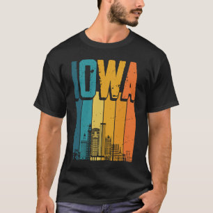 T-shirt Iowa City USA Retro Vintage Sunset Skyline Iowa
