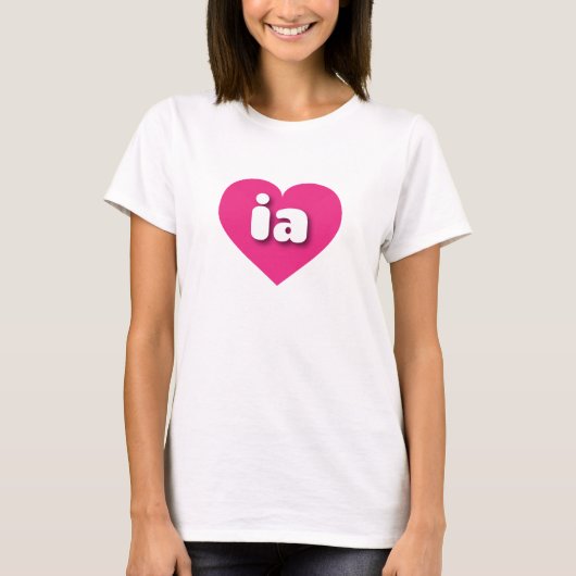 T-shirt Iowa coeur rose chaud - J'aime ia (Devant)