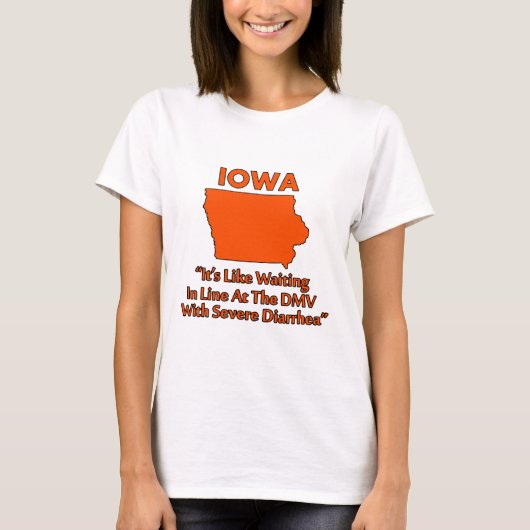 T-shirt Iowa - Comme faire la queue au DMV... (Devant)