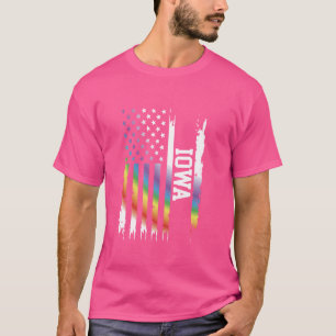 T-shirt Iowa États-Unis Arc-en-ciel en détresse avec drape