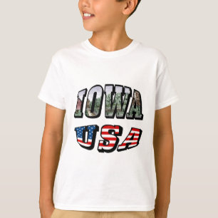 T-shirt Iowa États-Unis Drapeau et texte de la photo d'éta