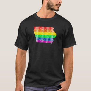 T-shirt Iowa Gay State Pride Rainbow Flag Carte gay lesbie
