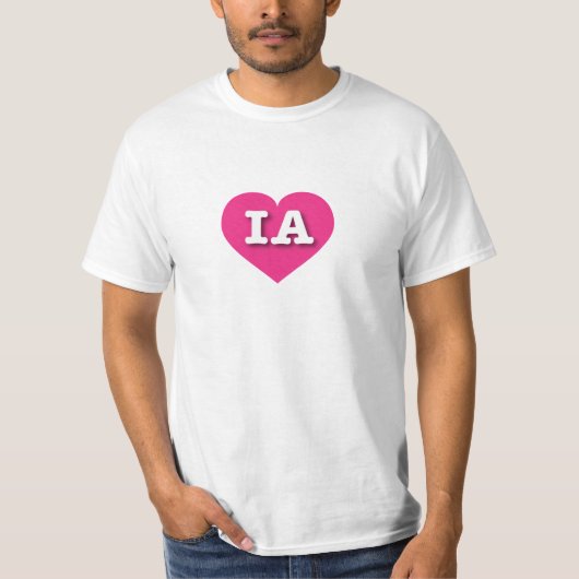 T-shirt Iowa Hot Pink Heart - J'aime IA (Devant)
