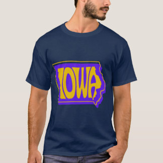T-shirt Iowa Violet et Or Typographie d'État Art Oversize
