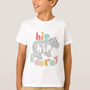 T-shirt ip Hip Hip Houray Gris Hippo Dessin mignon Animal