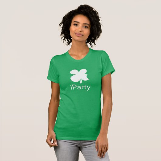 T-shirt iParty caramel vert chanceux trèfle St Patrick's D (Devant entier)