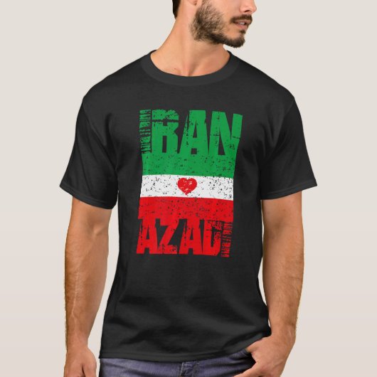 T-shirt Iran Azadi Free Iran Heart Flag Freedom Quote (Devant)