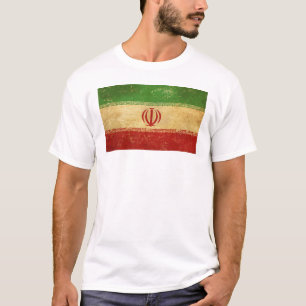 T-shirt Iran - Drapeau Vintage design blanc