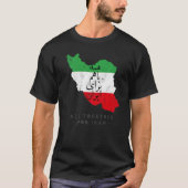 T-shirt Iran Flag ALL TOGETHER FOR IRAN Farsi calligraphy, (Devant)