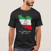 T-shirt Iran Map, ALL TOGETHER FOR IRAN Farsi calligraphy, (Devant)