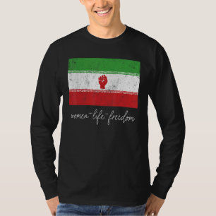 T-shirt Iranian Flag Female with Fist Support Women of Ira