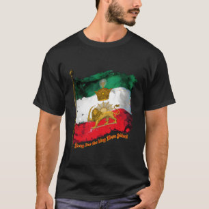 T-shirt Iraniens Drapeau Avec Pahlavi Couronne Soleil Et L