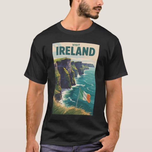 T-shirt Ireland Cliffs of Moher Illustration Travel Art (Devant)