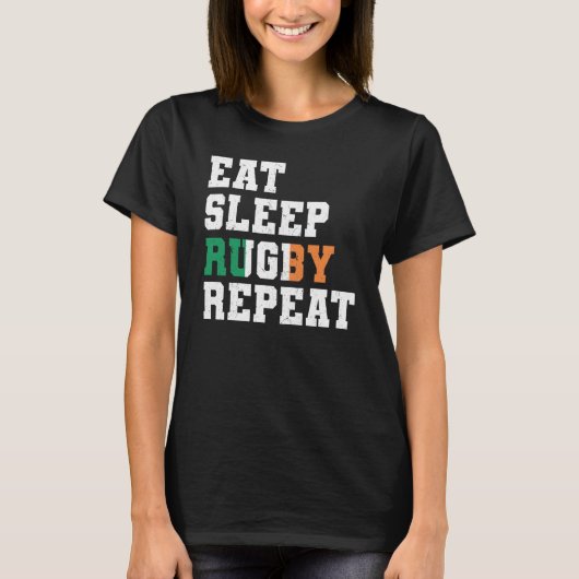 T-shirt Ireland Eat Sleep Rugby Repeat Irish Pride (Devant)