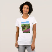 T-shirt IRIS EN TOSCANE /Champs de fleurs violettes vertes (Devant entier)