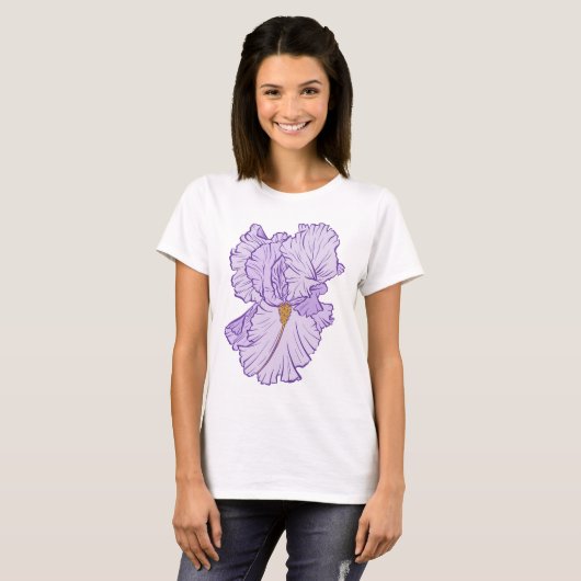 T-shirt Iris Fleur Ligne d'Art Violet (Devant entier)