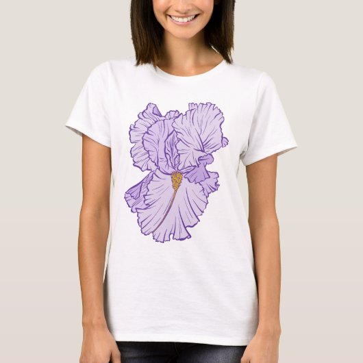 T-shirt Iris Flower Purple Line Art (Devant)