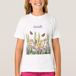 T-shirt Irises Belles Personnalisées, Papillons Oiseaux