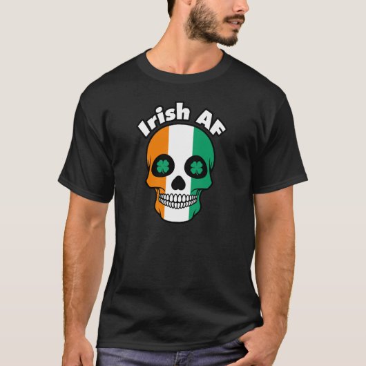 T-shirt Irish AF, Happy St. Paddy's Day, Irish Flag Skull (Devant)