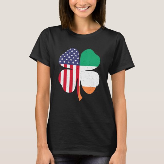 T-shirt Irish American Clover Flag St. Patrick's Day (Devant)