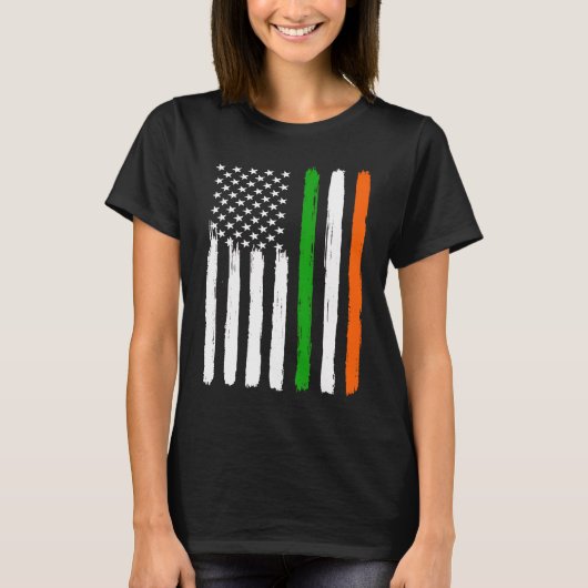 T-shirt Irish American Flag Ireland Flag ST PATRICK'S DAY  (Devant)