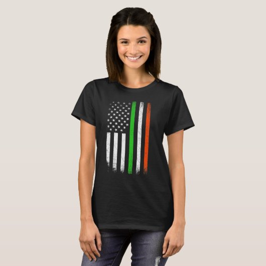 T-shirt Irish American Flag Ireland Flag ST PATRICKS DAY L (Devant entier)
