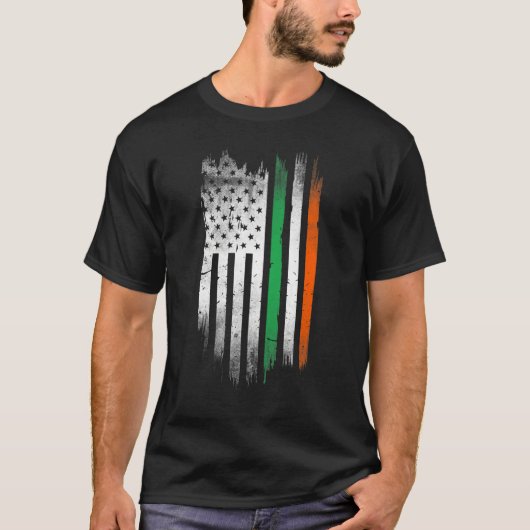 T-shirt Irish American flag Patrick's day cool Ireland fla (Devant)