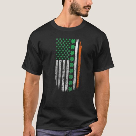 T-shirt Irish American flag Shamrock Patrick's day Ireland (Devant)