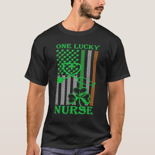 T-shirt Irish American Flag St Patrick's Day One Lucky Nur (Devant)