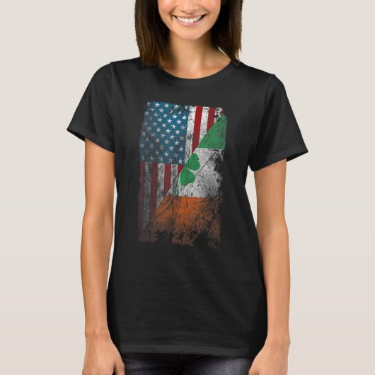 T-shirt Irish American Flag St Patricks Pride Shamrock Ire (Devant)
