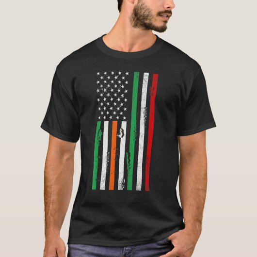 T-shirt Irish American Italy flag Patrick's day cool Irela (Devant)