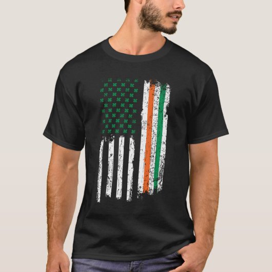 T-shirt Irish American Shamrock FlagUs Paddy St Patricks D (Devant)