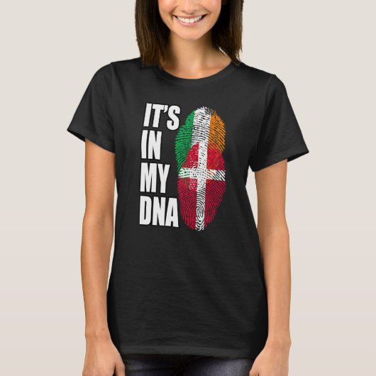 T-shirt Irish And Danish DNA Flag Heritage (Devant)