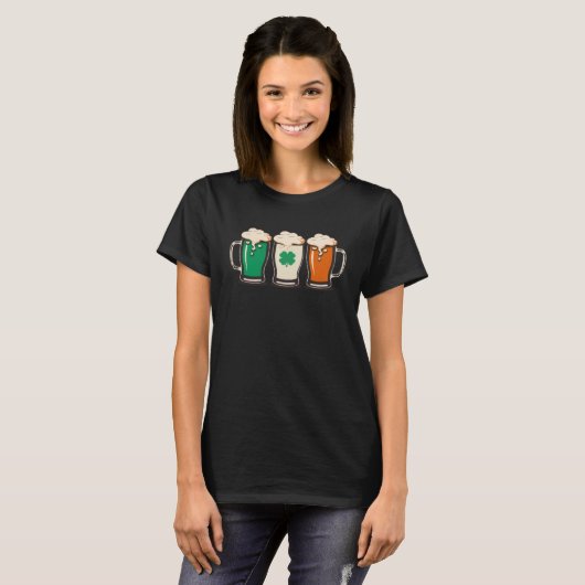T-shirt Irish Beer Ireland Flag St Patricks Day Shamrock D (Devant entier)