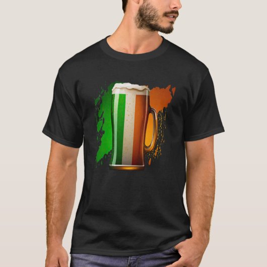 T-shirt Irish Beer Irlande Drapeau Jour de la Saint Patric (Devant)