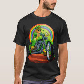 T-shirt Irish Biker Leprechaun Motorcycle Hommes Rainbow P (Devant)