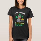 T-shirt Irish Cat Leprechaun I'm Feline Lucky Cat St Patri (Devant)