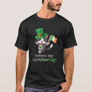 T-shirt Irish Cat Leprechaun - Shamrock And Ireland Flag