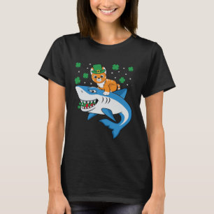 T-shirt Irish Cat Riding Shark Jour de la Saint Patrick Sh